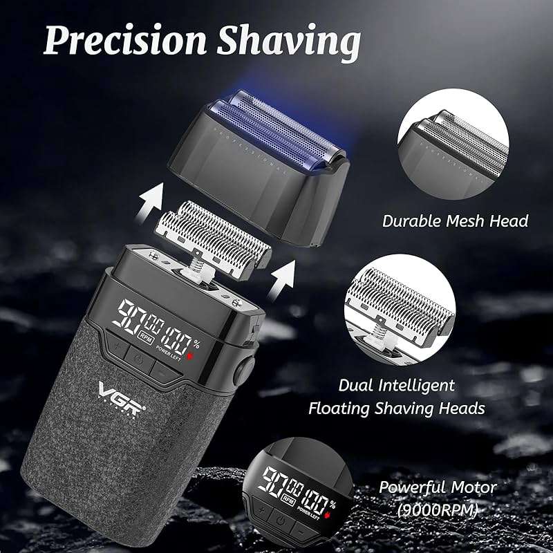 VGR 640S3 Professional 3 in 1 Hair Cutting Kit, 9000RPM Hair Clippers for Men Professional Hair Trimmer & Foil Shavers Set, Cordless Mens Barber Combo for Home, for Him(Black) - Image 5