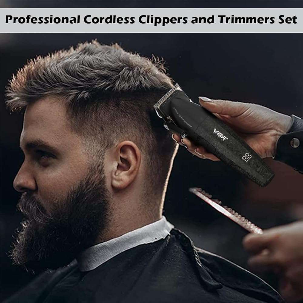 VGR 640S3 Professional 3 in 1 Hair Cutting Kit, 9000RPM Hair Clippers for Men Professional Hair Trimmer & Foil Shavers Set, Cordless Mens Barber Combo for Home, for Him(Black) - Image 9