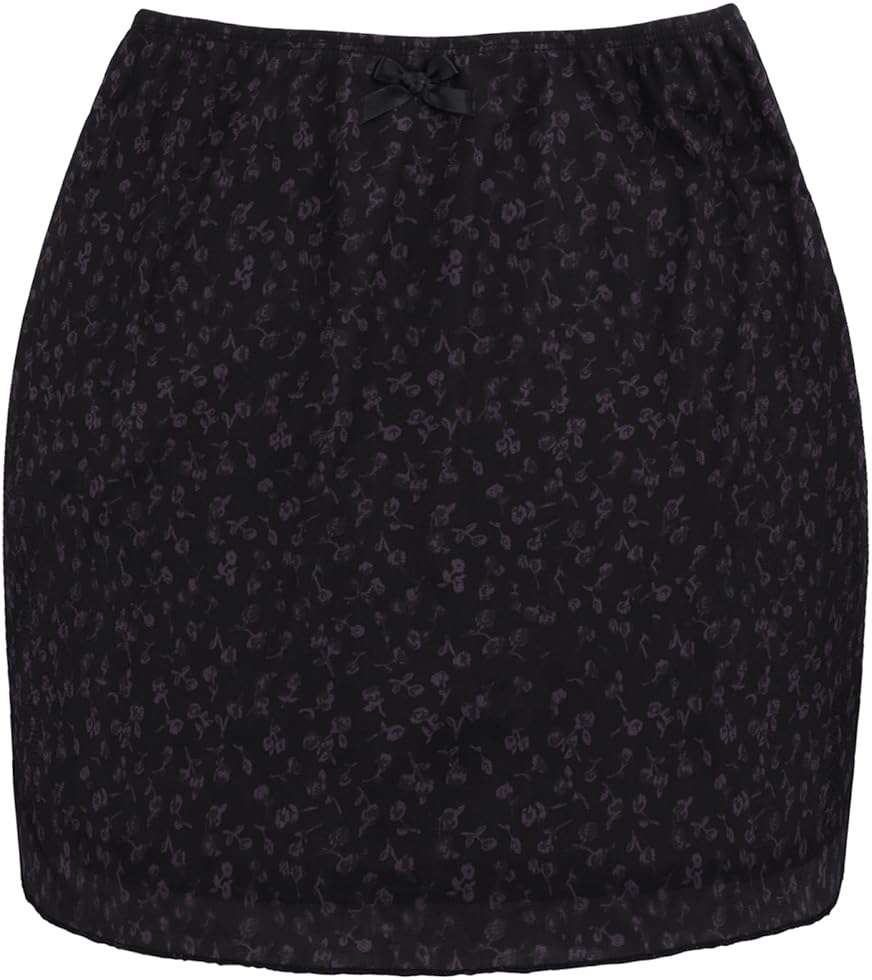 ZUNQKG Womens Mini Mesh Floral Printed Y2k Low Waist Casual Vacation Party Slim Fitted Bodycon Skirts - Image 1