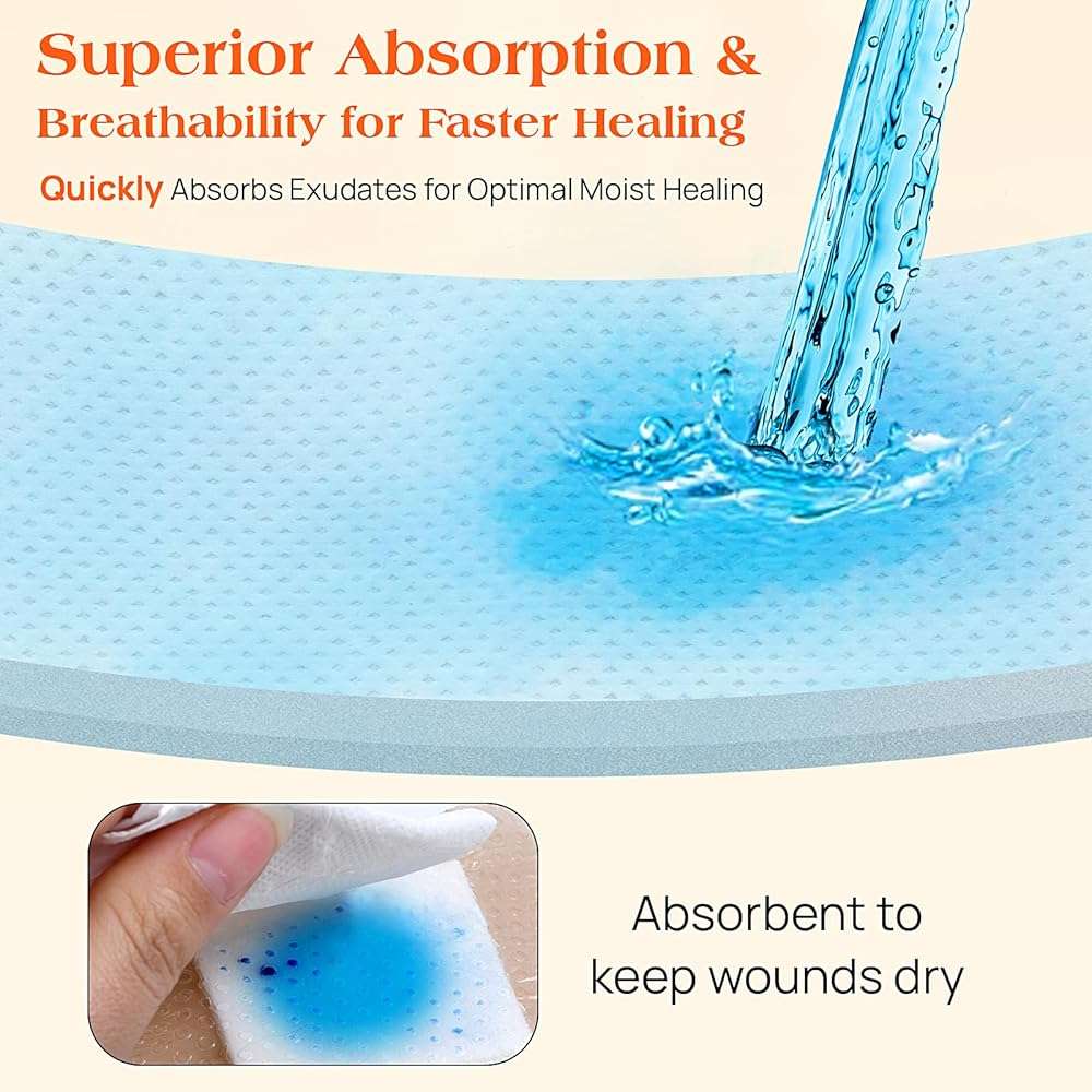 Silicone Foam Dressing with Border, 5"×5"(5 pcs) Gentle Adhesive Foam Dressing for Wound Care,Waterproof,Breathable,Highly Absorbent Silicone Bandage Care for Pressure Sores, Ulcers - Image 4