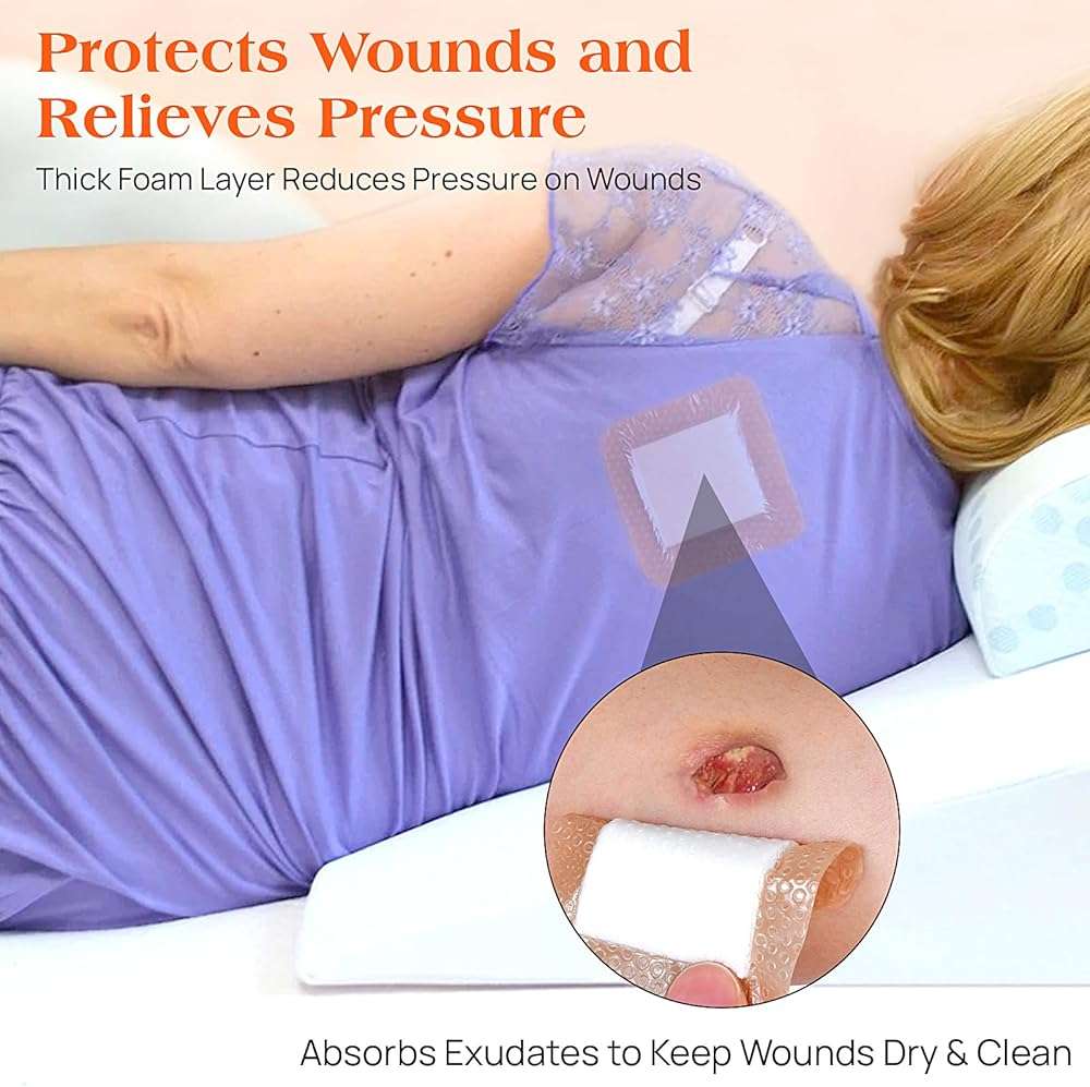 Silicone Foam Dressing with Border, 5"×5"(5 pcs) Gentle Adhesive Foam Dressing for Wound Care,Waterproof,Breathable,Highly Absorbent Silicone Bandage Care for Pressure Sores, Ulcers - Image 6