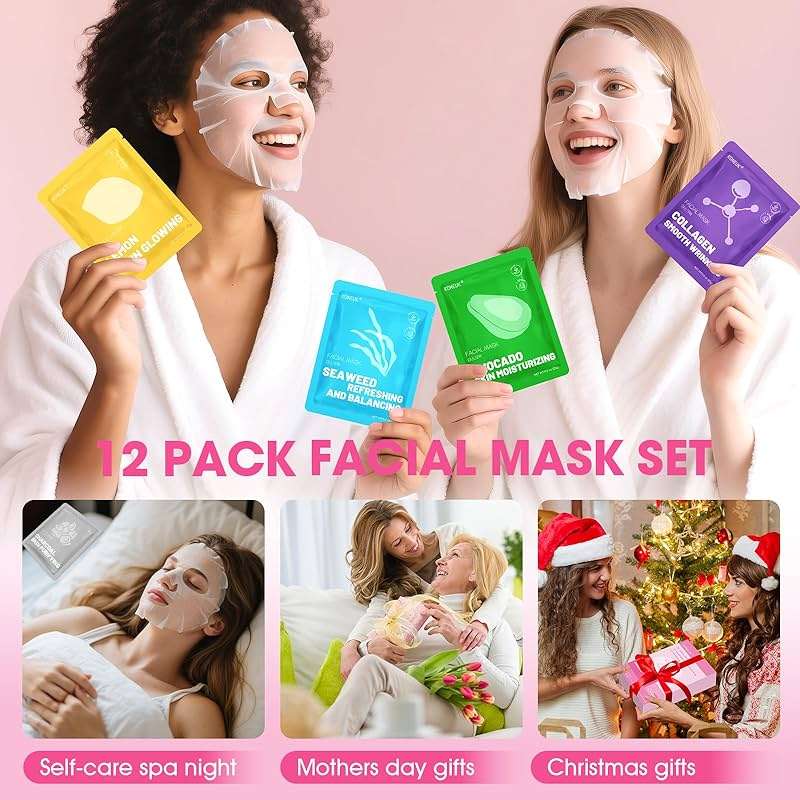 KONEUK 12 Pack Collagen Hydrating Face Masks Skincare, Sheet Face Mask for All Skin Types, Facial Masks Set for Women Skin Care, Face Mask Bulk Spa Gifts for Women - Image 6