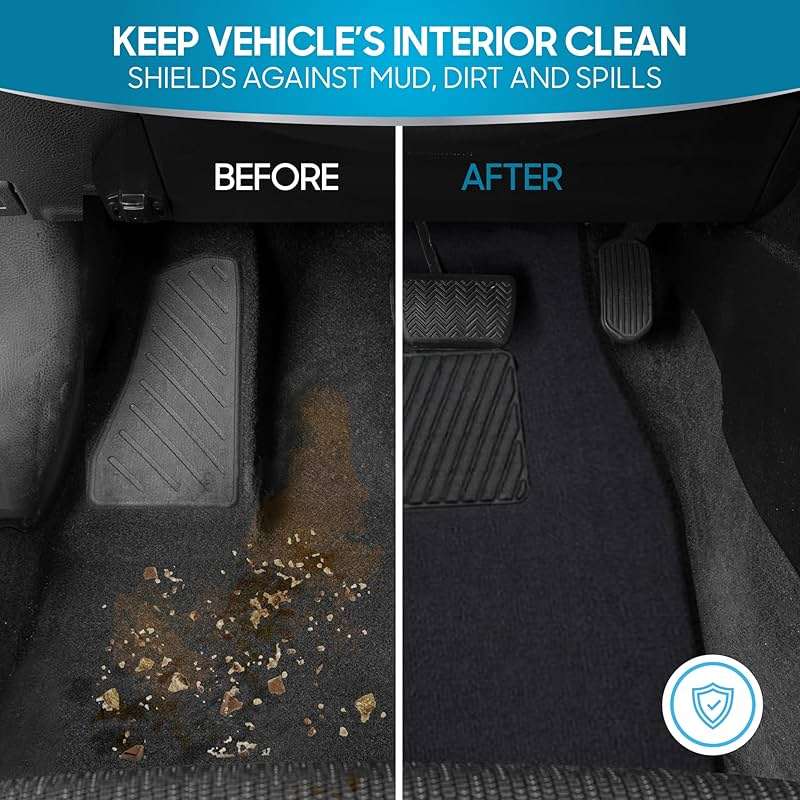 BDK Premium Black Carpet Floor Mats for Cars - Universal Fit Interior 4-Piece Car Mats Full Set with Vinyl Heel Pad Protector - Cute Car Accessories Interior Floor Covers for SUVs & Trucks - Image 4