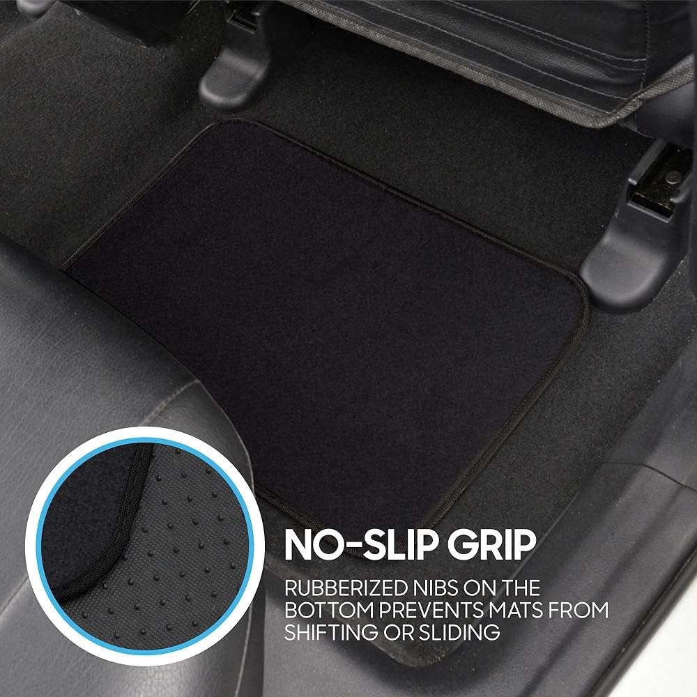 BDK Premium Black Carpet Floor Mats for Cars - Universal Fit Interior 4-Piece Car Mats Full Set with Vinyl Heel Pad Protector - Cute Car Accessories Interior Floor Covers for SUVs & Trucks - Image 8
