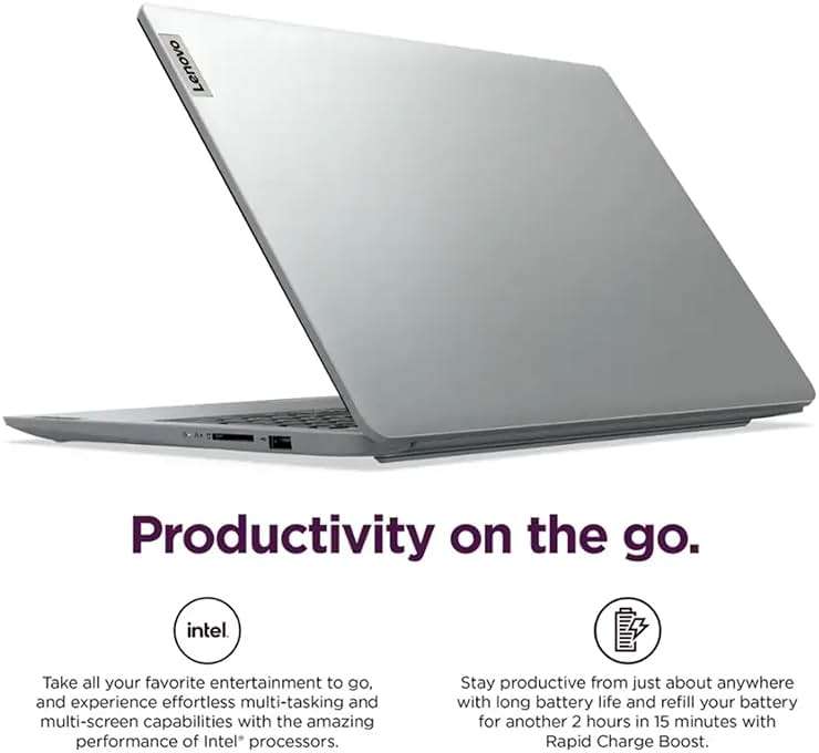Lenovo IdeaPad 1i Laptop with Office 365 Home and Business • 128GB SSD • 4GB RAM • Intel Core • 14 Anti-Glare Screen • WiFi-6 • 11HR Battery • Windows 11 no Mouse - Image 3