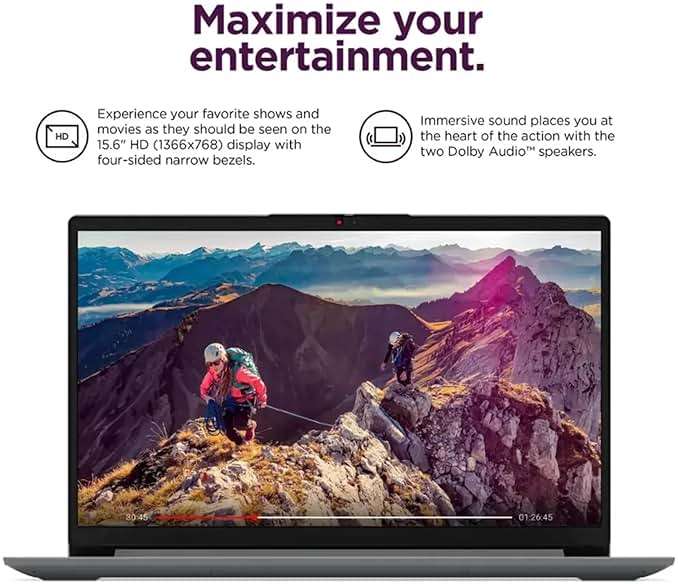 Lenovo IdeaPad 1i Laptop with Office 365 Home and Business • 128GB SSD • 4GB RAM • Intel Core • 14 Anti-Glare Screen • WiFi-6 • 11HR Battery • Windows 11 no Mouse - Image 4