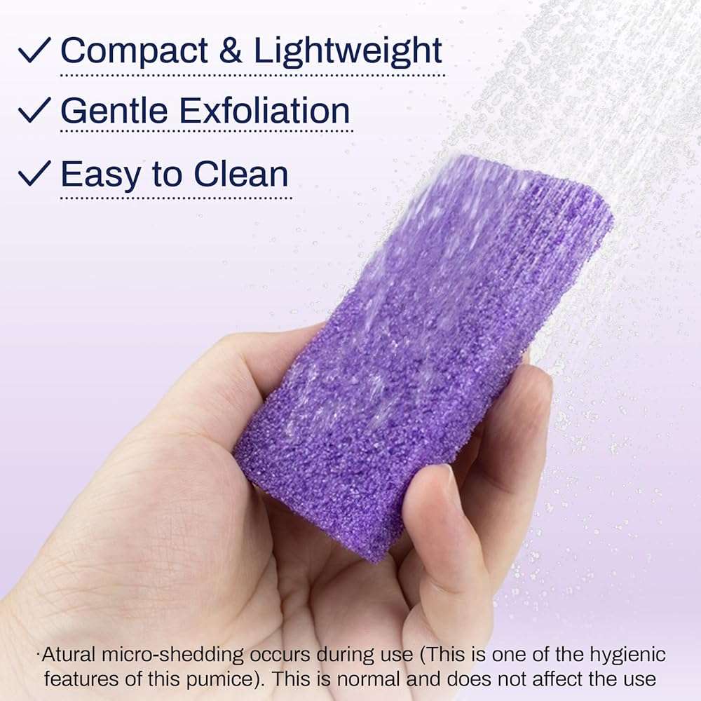 RAQEHO 20 Small Pumice Stone for Feet - 3.6 X 1.8 X 0.47 Inch Purple Foot Pumice Stone Foot Filer Pedicura Scrubber for Callus Removal Foot Care Spa Productos for Dark Elbows Hard Skin Exfoliating - Image 3