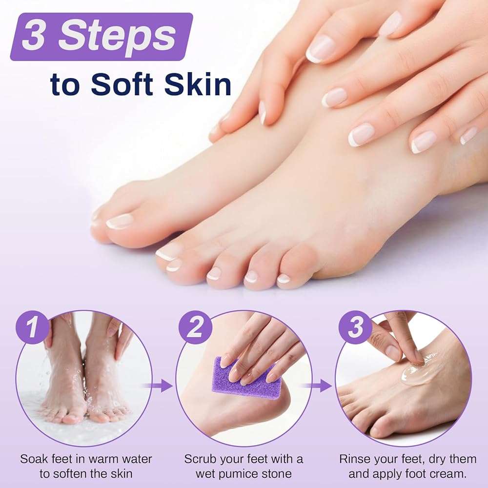 RAQEHO 20 Small Pumice Stone for Feet - 3.6 X 1.8 X 0.47 Inch Purple Foot Pumice Stone Foot Filer Pedicura Scrubber for Callus Removal Foot Care Spa Productos for Dark Elbows Hard Skin Exfoliating - Image 6