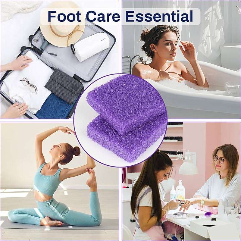 RAQEHO 20 Small Pumice Stone for Feet - 3.6 X 1.8 X 0.47 Inch Purple Foot Pumice Stone Foot Filer Pedicura Scrubber for Callus Removal Foot Care Spa Productos for Dark Elbows Hard Skin Exfoliating - Image 7