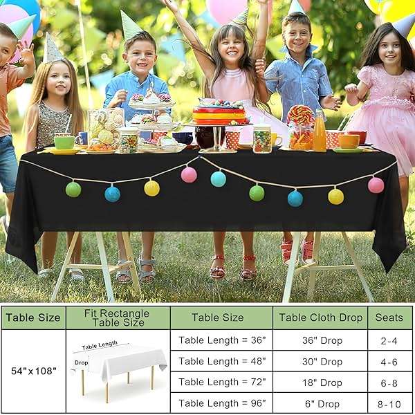 misaya 6 Packs Disposable Plastic Table Cloth, 54 x 108 Inch Waterproof Rectangle Tablecloth, Leakproof & Sturdy Decorative Table Covers for Picnic, Party and Outdoor, Black - Image 6