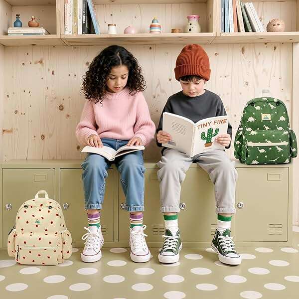 STEAMEDBUN Corduroy Kids Backpack for Girls and Boys 5-8: Girls Backpack for Elementary Kindergarten - 15 inch Cute Backpacks for Kids - Strawberry - Image 2