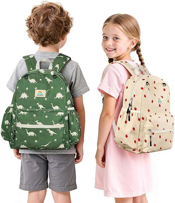 STEAMEDBUN Corduroy Kids Backpack for Girls and Boys 5-8: Girls Backpack for Elementary Kindergarten - 15 inch Cute Backpacks for Kids - Strawberry - Image 3