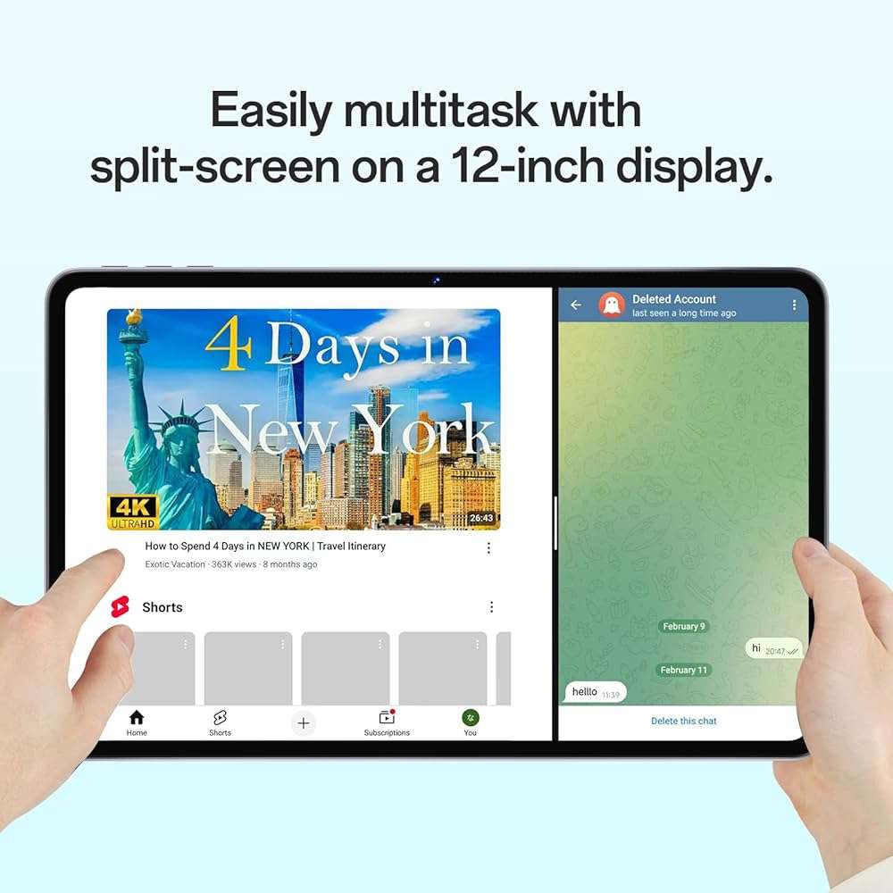 Tablet 12 Inch Android 16 Tablet, Octa-Core Processor | 𝟑𝟎𝐆𝐁 𝐑𝐀𝐌 𝟏𝟐𝟖𝐆𝐁 𝐑𝐎𝐌, 2000 * 1200 FHD IPS Screen, 8800mAh Battery, 5MP+13MP Camera, 2.4G/5G WiFi, BT 5.0, GPS - Image 9