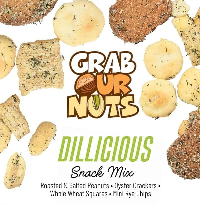Grab Our Nuts Dillicious Snack Mix 30 Ounce Jar: Roasted & Salted Peanuts, Oyster Crackers, Whole Wheat Squares, Mini Rye Chips - Image 4