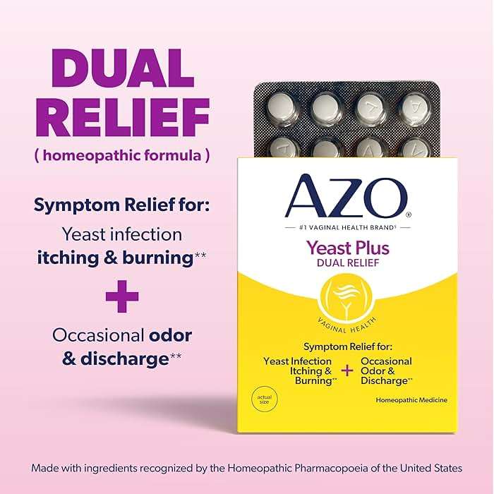 AZO Yeast Plus Dual Homeopathic Yeast Infection Symptom Relief for Women–Vaginal Itching & Burning + Odor & Discharge, Intimate Health Tablets, 2 Pack (60 Count x2), from the #1 Vaginal Health Brand! - Image 3