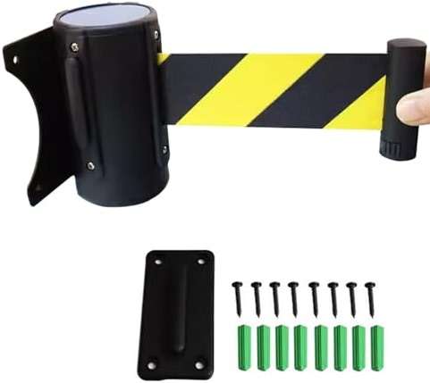 Belt Barrier Retractable Wall Mount Queue Crowd Control Safety Cordon Barrier,Retractable Belt Wall Mount Crowd Control Barrier with 3M Belt Queue Line Divider for Crowd Control Includes Acc - Image 1