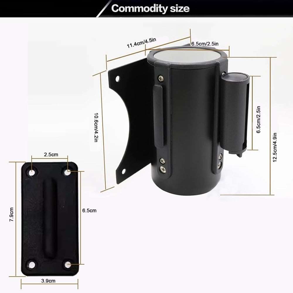 Belt Barrier Retractable Wall Mount Queue Crowd Control Safety Cordon Barrier,Retractable Belt Wall Mount Crowd Control Barrier with 3M Belt Queue Line Divider for Crowd Control Includes Acc - Image 9