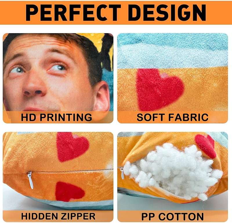 Custom Pillow - Personalized Face Pillow with Picture - Fathers Day Birthday Gifts - Personalized Gag Gifts Funny Birthday White Elephant Gifts for Boyfriend - Customized Stuffed Throw Pillows - Image 4