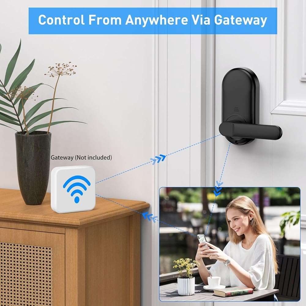 Smart keypad Door Lock with Handle，Fingerprint Keyless Entry Digital Lock with Built-in doorbell for Front Door,Bedroom,biometric Door knob, APP Control - Image 7