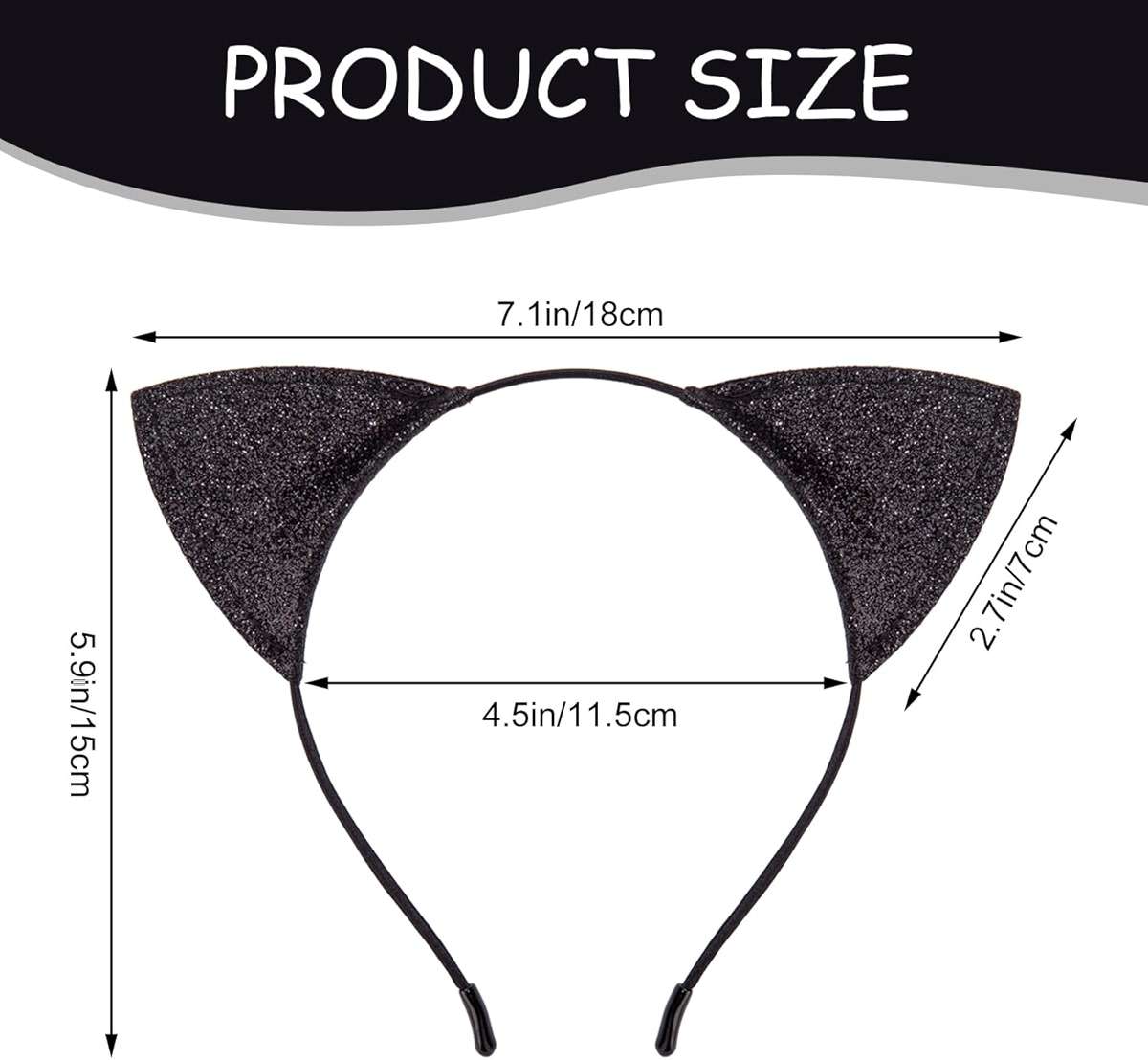 JIALWEN Cat Ears Headband Cat Costume Hair Hoop Halloween Cosplay Party Dress Up Accessories - Image 3