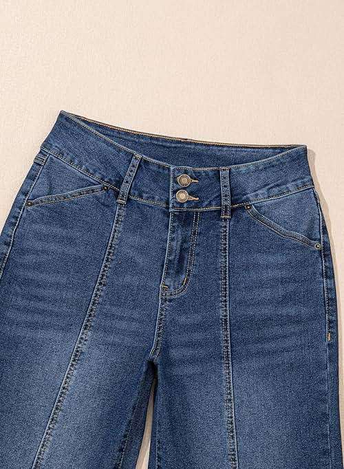 Sidefeel Women's Wide Leg Jeans High Waisted Stretchy Straight Leg Jeans Trendy Seamed Front Loose Denim Pants - Image 6
