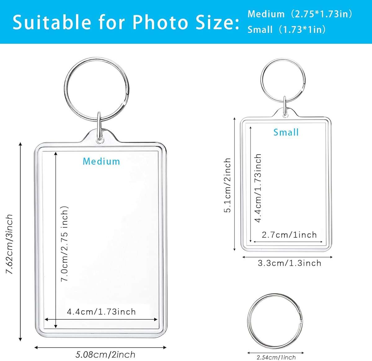 Timerchin Personalized Custom Picture Frame Keychain 6PCS Acrylic Clear Rectangle Photo Keychain Blanks DIY for Loved Ones - Image 2