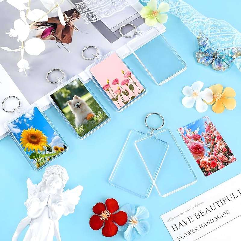 Timerchin Personalized Custom Picture Frame Keychain 6PCS Acrylic Clear Rectangle Photo Keychain Blanks DIY for Loved Ones - Image 3
