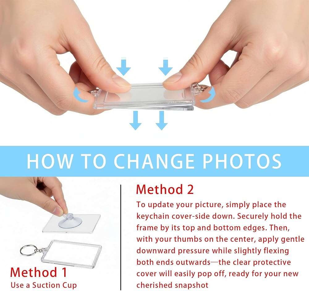 Timerchin Personalized Custom Picture Frame Keychain 6PCS Acrylic Clear Rectangle Photo Keychain Blanks DIY for Loved Ones - Image 4