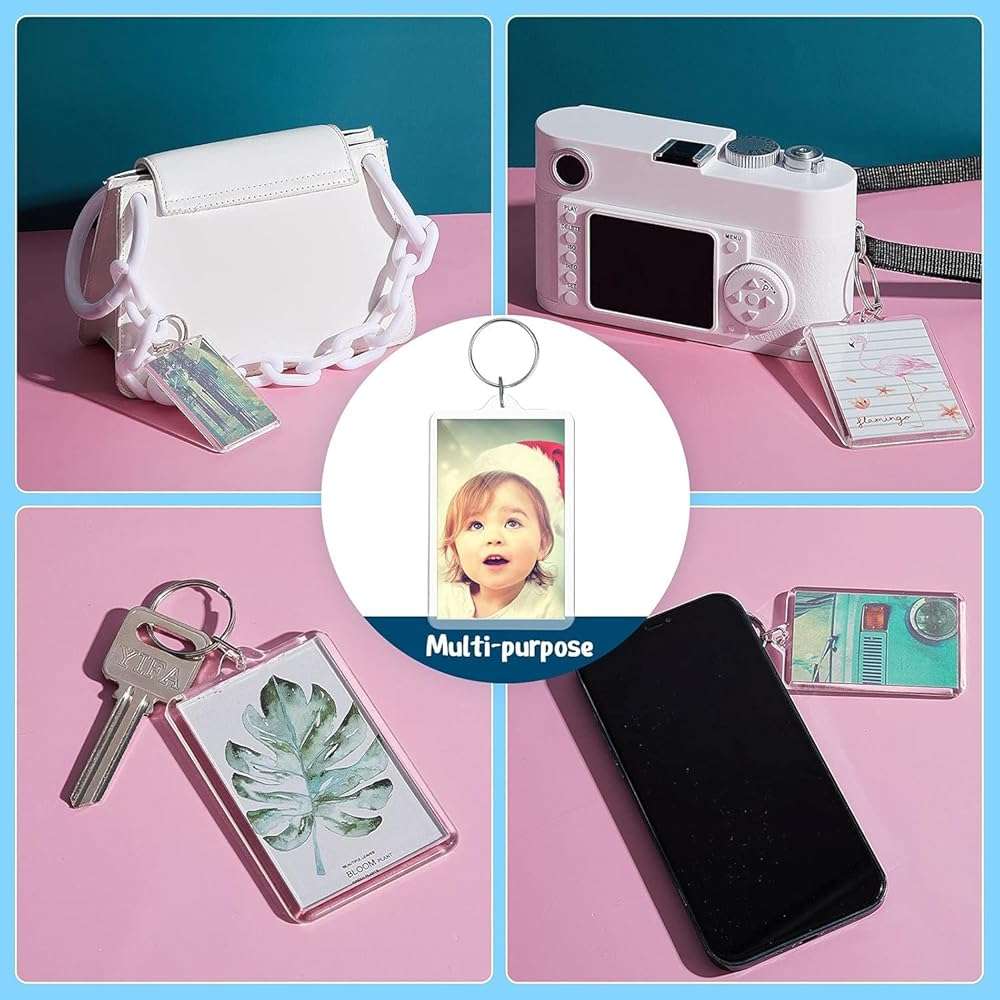 Timerchin Personalized Custom Picture Frame Keychain 6PCS Acrylic Clear Rectangle Photo Keychain Blanks DIY for Loved Ones - Image 5