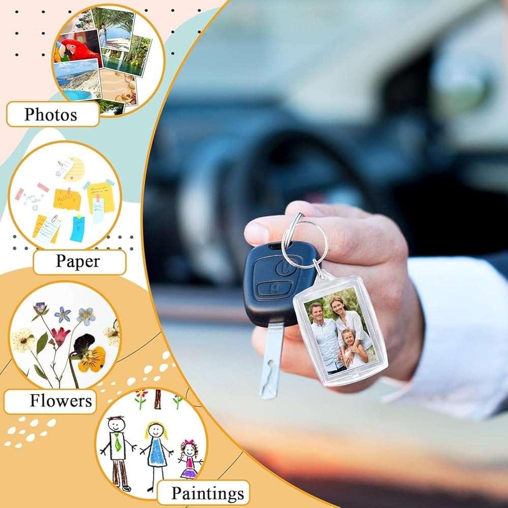 Timerchin Personalized Custom Picture Frame Keychain 6PCS Acrylic Clear Rectangle Photo Keychain Blanks DIY for Loved Ones - Image 6