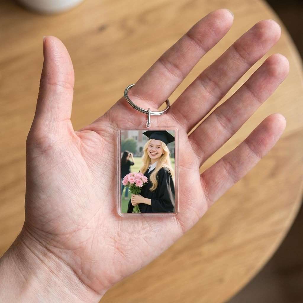 Timerchin Personalized Custom Picture Frame Keychain 6PCS Acrylic Clear Rectangle Photo Keychain Blanks DIY for Loved Ones - Image 8