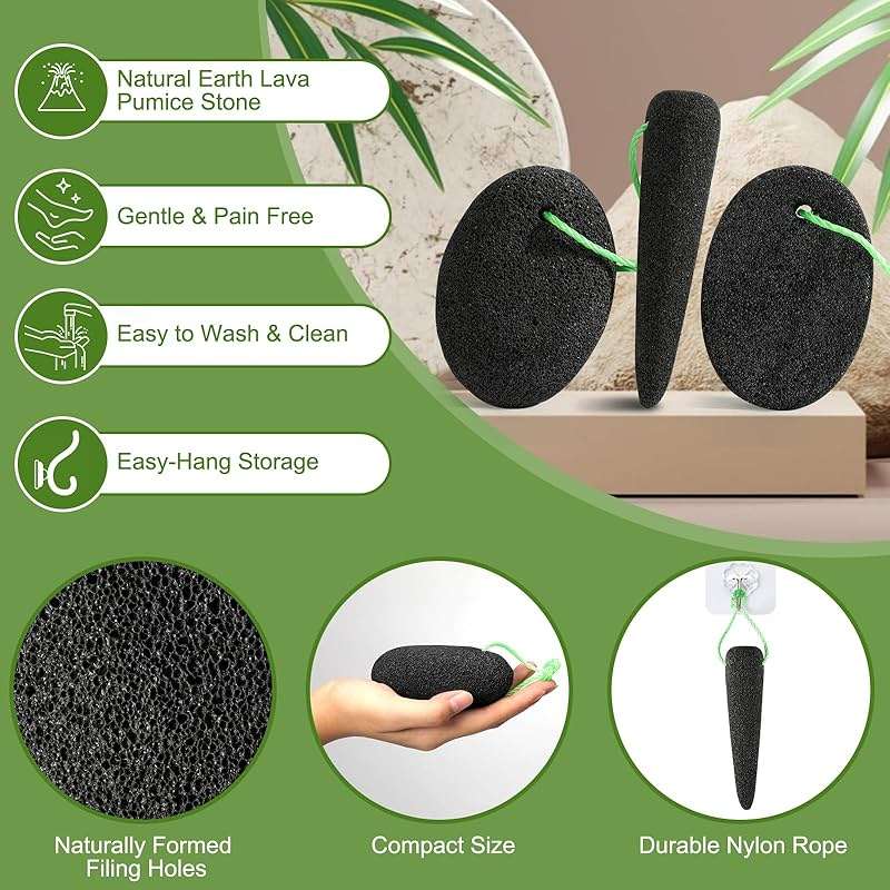 Pumice Stone for Feet, 3 Pack Natural Earth Lava Foot Callus Remover & Pedicure Exfoliator Tools for Heels, Soles and Toe Gaps, Foot Scrubber for Dry & Dead Skin - Image 5