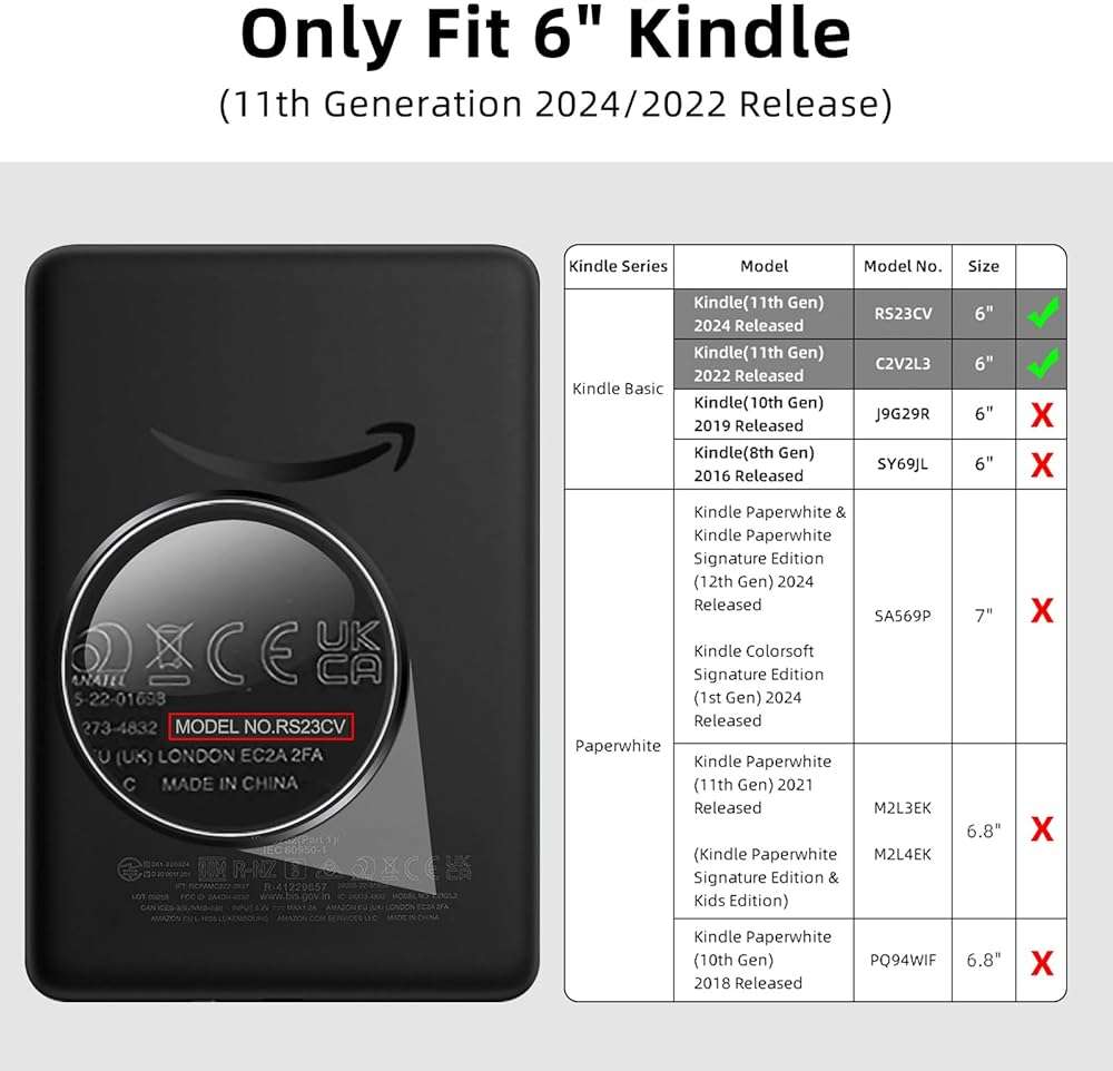 HOICHOE Case for 6" Kindle 2024/2022 Release (11 Generation), Light PU Leather Cover and Transparent Hard Back Shell with Hand Strap, Auto Sleep/Wake, Creamy White - Image 2