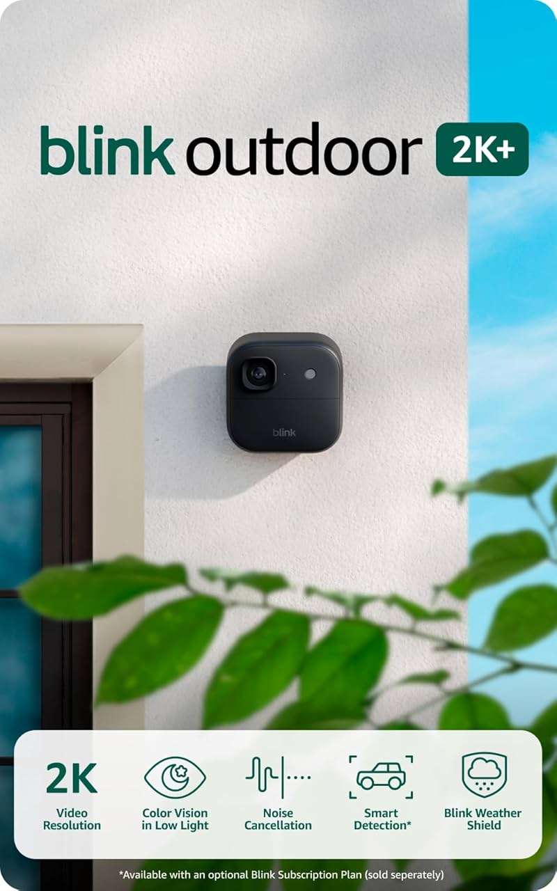 Blink Outdoor 2K+ (newest model) — Wireless smart security camera, 2K video resolution, enhanced audio, two-year battery. Sync Module Core included — 5 camera system (Black) - Image 7