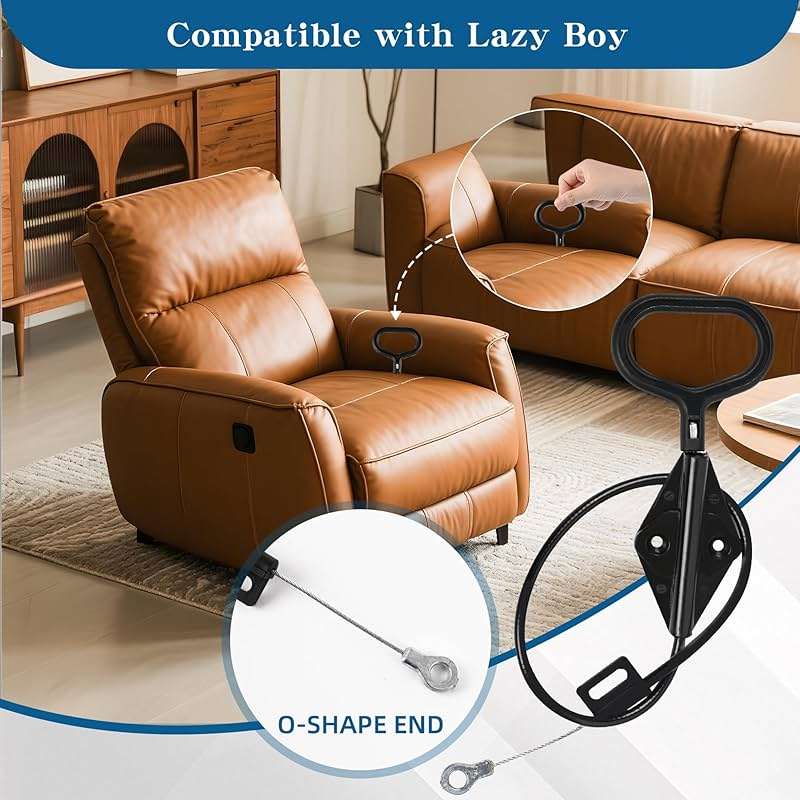 XwaYexa Recliner Pull Handle Replacement D-Ring Release Cable for Lazy Boy Sofas - 22” Steel Cable with 3” Exposed O-Shaped End, Recliner Adjustment & Maintenance Accessory - Image 4