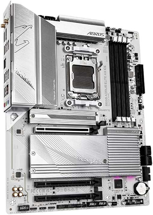 Micro Center AMD Ryzen 7 7700X CPU Processor with GIGABYTE B650 AORUS Elite AX ICE Motherboard (AM5, ATX, DDR5, Triple M.2, USB 3.2 Gen2X2 Type-C, WiFi 6E) - Image 3