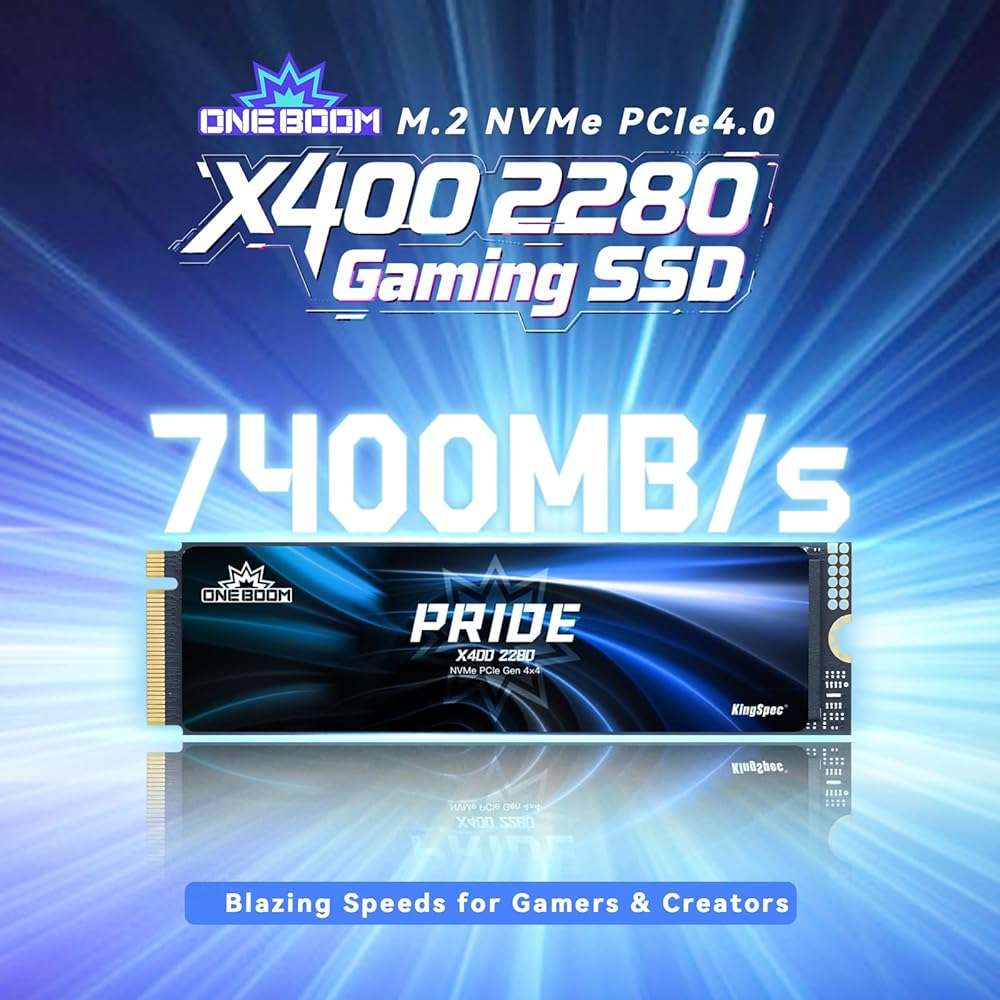 KingSpec OneBoom X400 2TB M.2 SSD Gen4 7300MB/s, TLC 3D NAND Internal NVMe SSD for Gaming & 4K Editing, Compatible with PC / PS5 / Laptop - Image 2