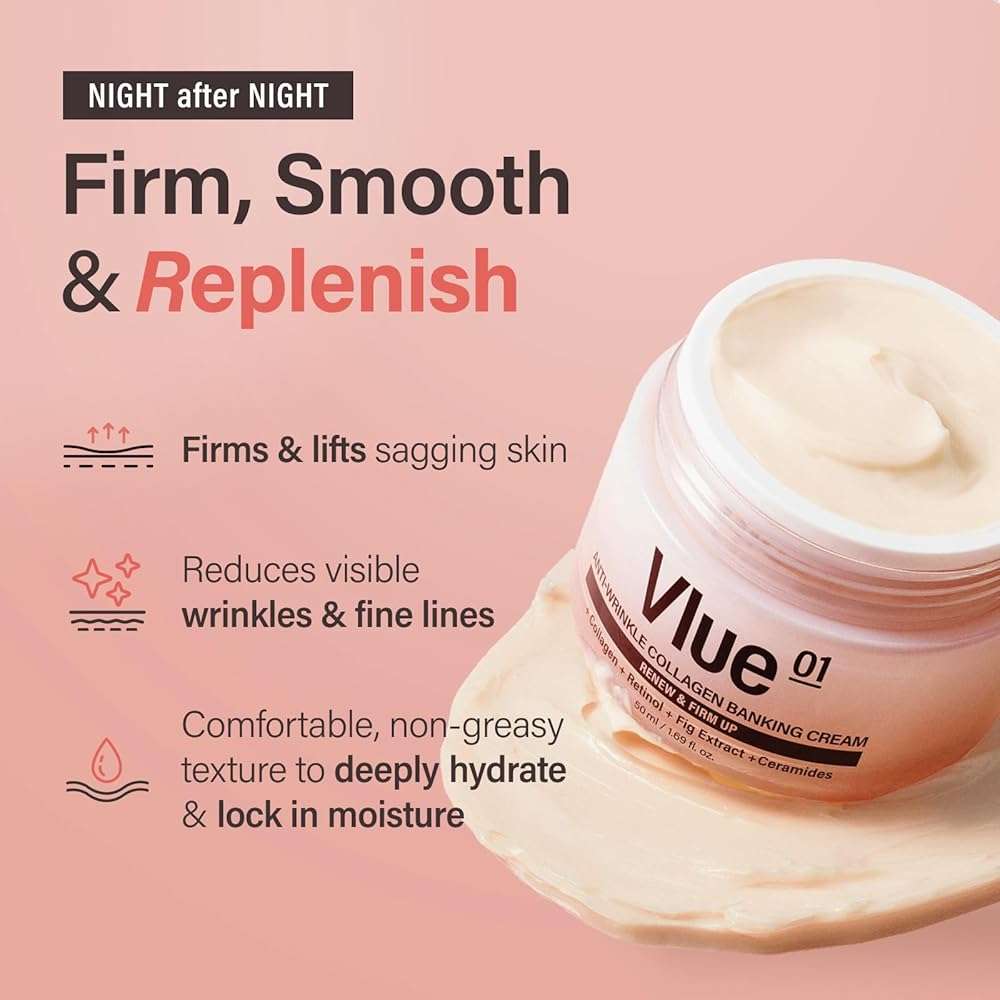 VLUE Retinol Collagen Cream - Anti-Aging Ceramide Moisturizer for Wrinkles & Sagging Skin, Hydrating & Lifting, Korean Skincare, 1.69 fl. oz. - Image 2