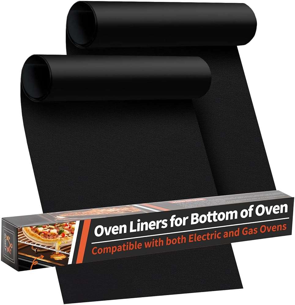 Oven Liners for Bottom of Oven - 2 Pack Large Heavy Duty Oven Mats, 17"x 25" Reusable Matt Liner for Electric, Gas, Toaster Ovens & Grills, BPA & PFOA Free, Kitchen Essentials, Black - Image 1