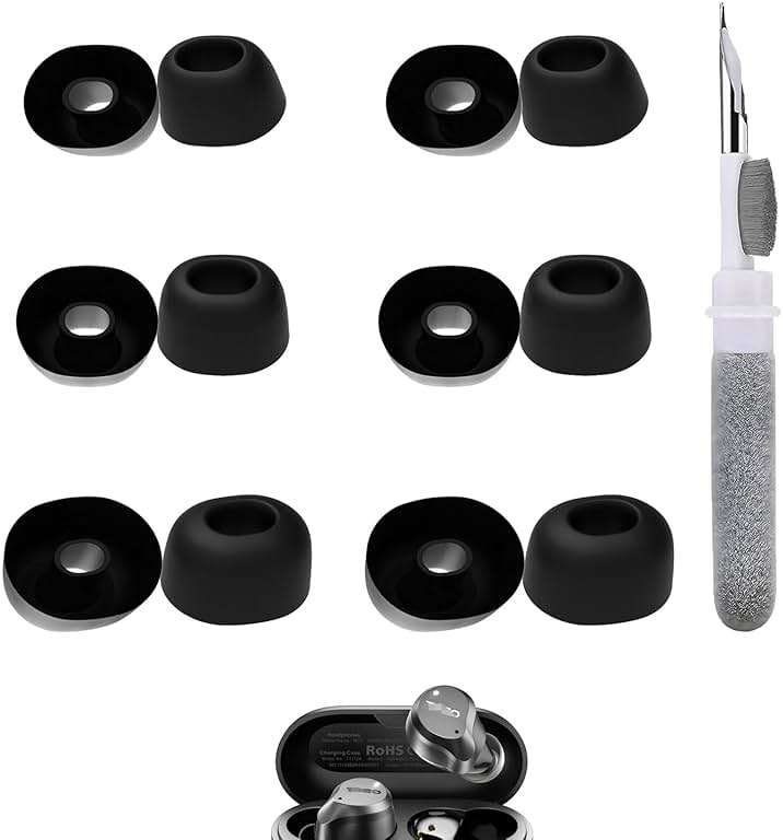 Vykyntow 6 Pairs Replacement Silicone Ear Buds Tips Compatible with TOZO NC9/A1/T6/T10/NC3/E2/Crystal Pods/T12/T20/E1/Crystal Pods/Golden X1/G1S, Fits in Case, with 3-in-1 Cleaner Kit, S/M/L - Image 1