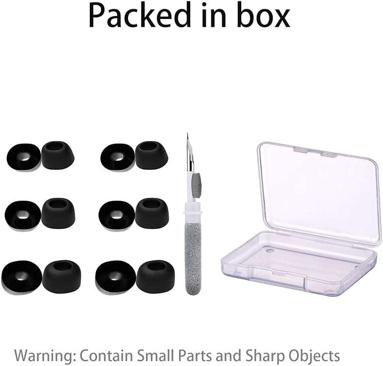 Vykyntow 6 Pairs Replacement Silicone Ear Buds Tips Compatible with TOZO NC9/A1/T6/T10/NC3/E2/Crystal Pods/T12/T20/E1/Crystal Pods/Golden X1/G1S, Fits in Case, with 3-in-1 Cleaner Kit, S/M/L - Image 5