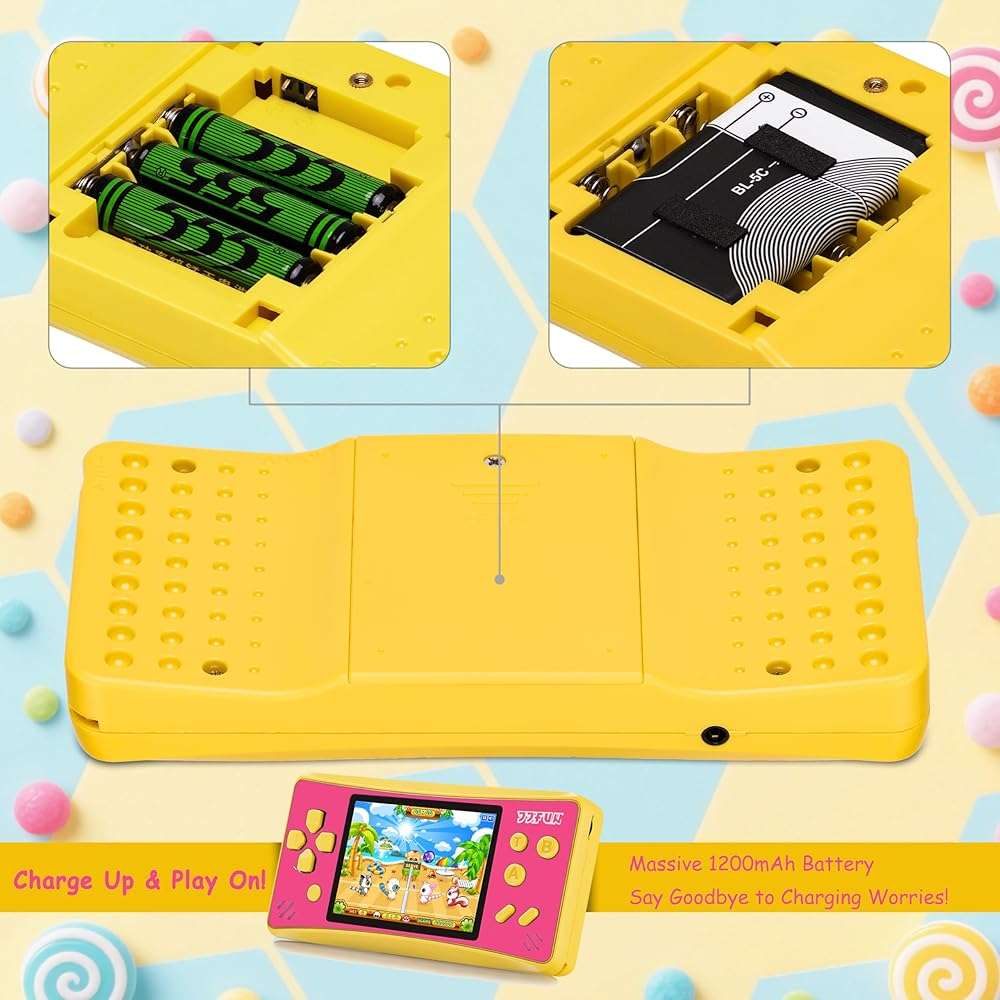 JJFUN Portable Game Console for Kids – 3.2" Screen, 168 Built-in Classic Games, Plug & Play on TV, Rechargeable, Ideal Gift for Boys & Girls, Great for Travel, Holidays & Birthdays - Image 3