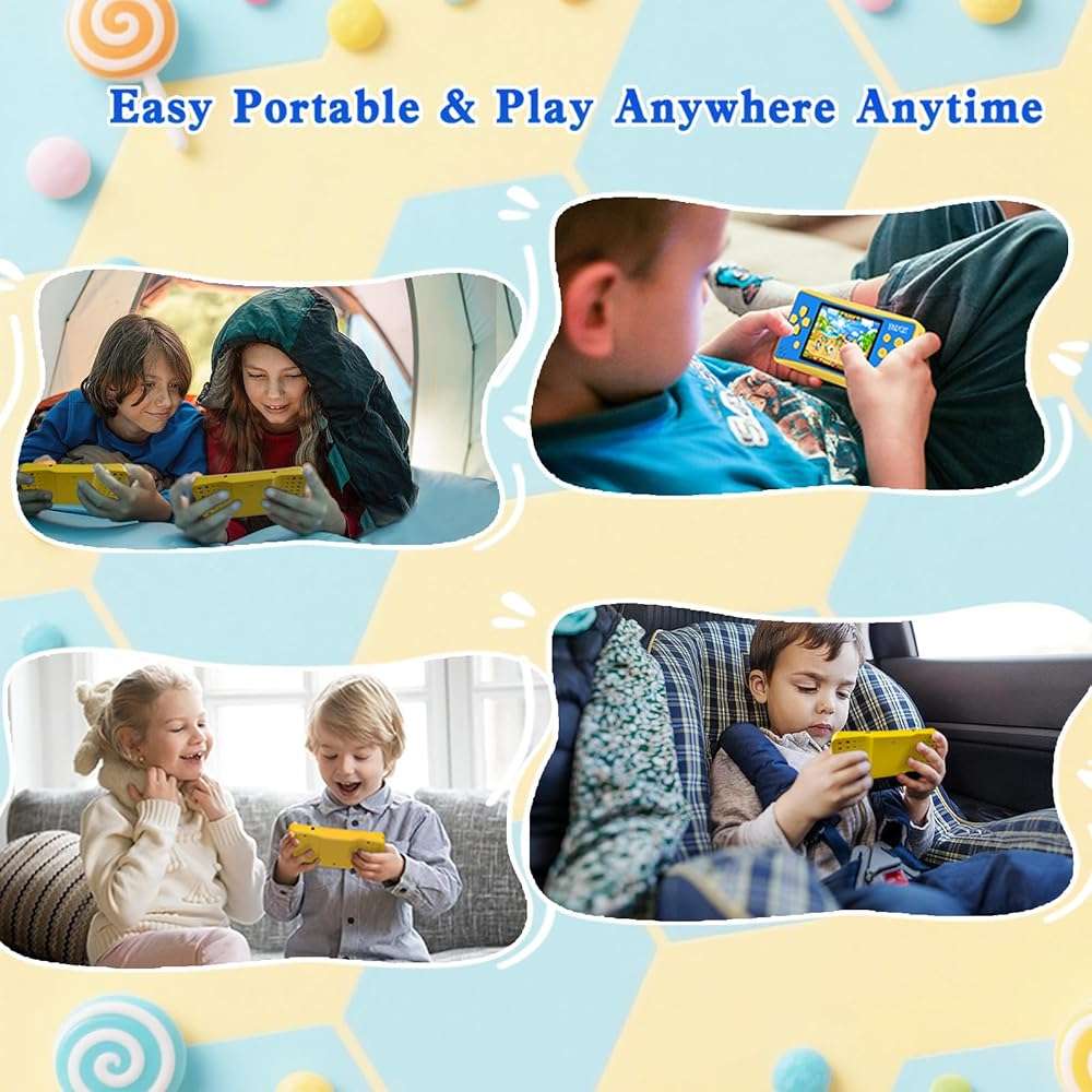 JJFUN Portable Game Console for Kids – 3.2" Screen, 168 Built-in Classic Games, Plug & Play on TV, Rechargeable, Ideal Gift for Boys & Girls, Great for Travel, Holidays & Birthdays - Image 7