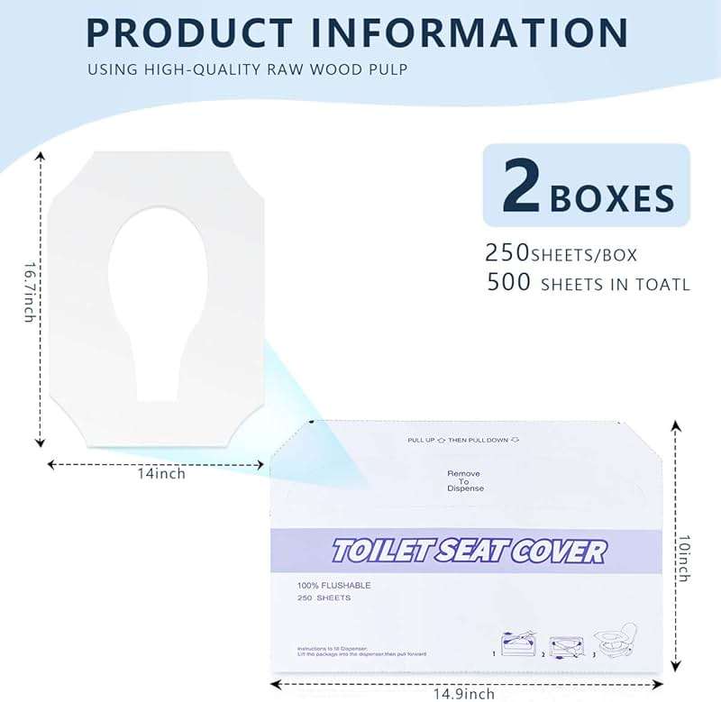 KISEER 2 Pack (500 Pieces) Disposable Toilet Seat Covers Flushable Paper Toilet Seat Cover for Bathroom, Hotels, Travel, Kids or Adults - Image 3
