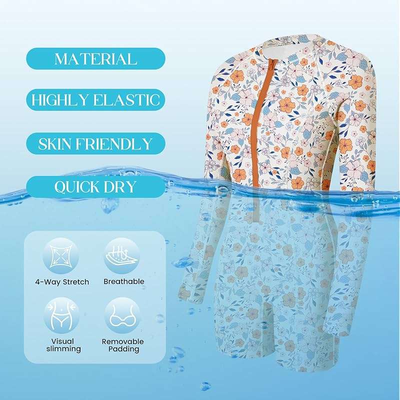 Zando UPF 50+ Long Sleeve Boy Shorts One Piece Swimsuit for Women, Front Zip Rash Guard for Swimming & Surfing - Image 4
