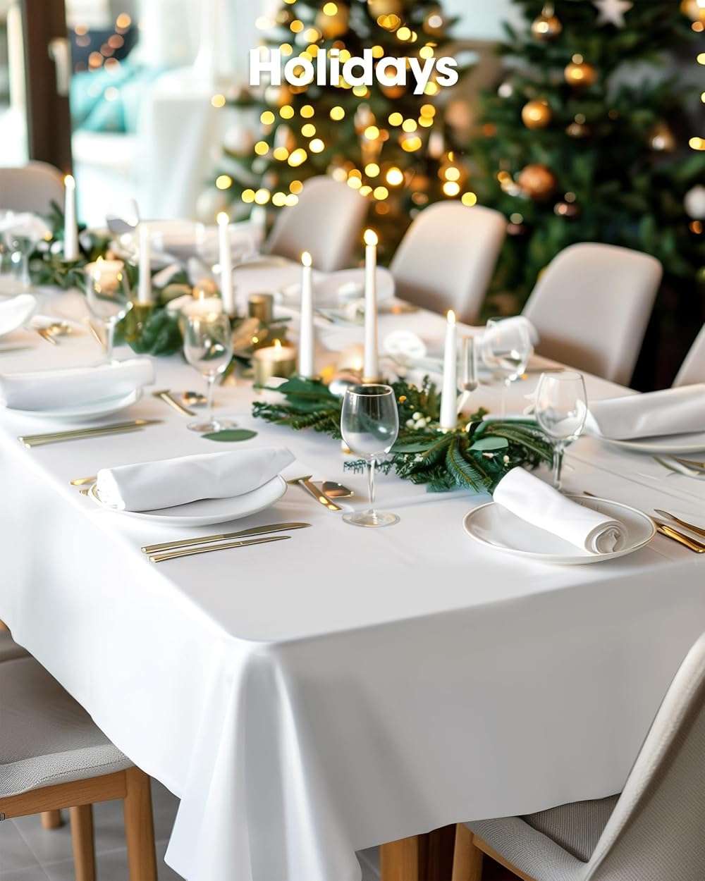 Pureegg Plastic Table Cloth Disposable 12 Pack, 54 x 108 Inch Table Cloths, Party, Picnic, Wedding, Decorative Tablecloths, Rectangle, White Plastic Cover, Leakproof & Sturdy, White - Image 2