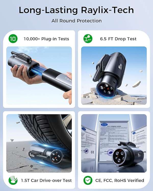 Raylix Tesla to J1772 Adapter (Max 80A, 250V) [for J1772 Electric Vehicles] Tesla Charger Adapter, NACS to J1772 Adapter Compatible with Tesla Wall Connector Destination Mobile Charger - Image 7