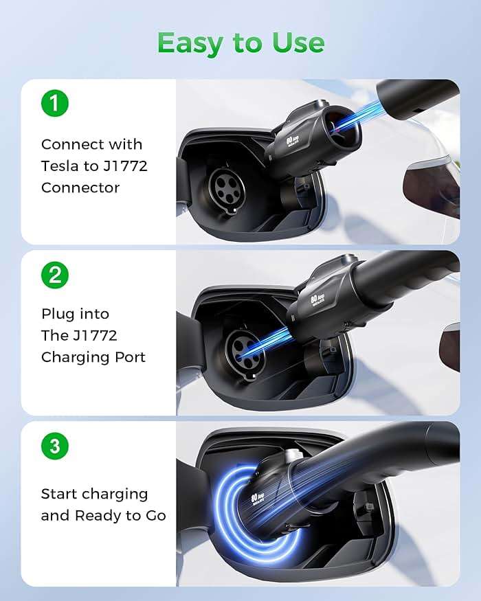 Raylix Tesla to J1772 Adapter (Max 80A, 250V) [for J1772 Electric Vehicles] Tesla Charger Adapter, NACS to J1772 Adapter Compatible with Tesla Wall Connector Destination Mobile Charger - Image 9