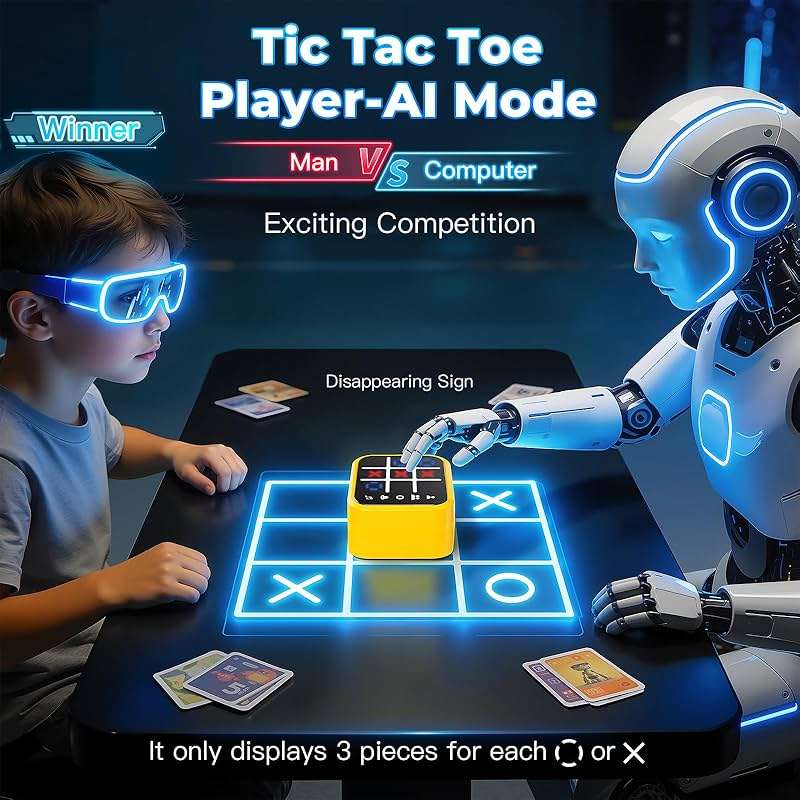 Niufuntek Rechargeable Tic Tac Toe Game Box with 5 Fun Brain Memory Games, Electronic Touchscreen Handheld Game, Portable Digital Puzzle Board Travel Toy, Gifts Choice for Kids and Adults(Yellow) - Image 3