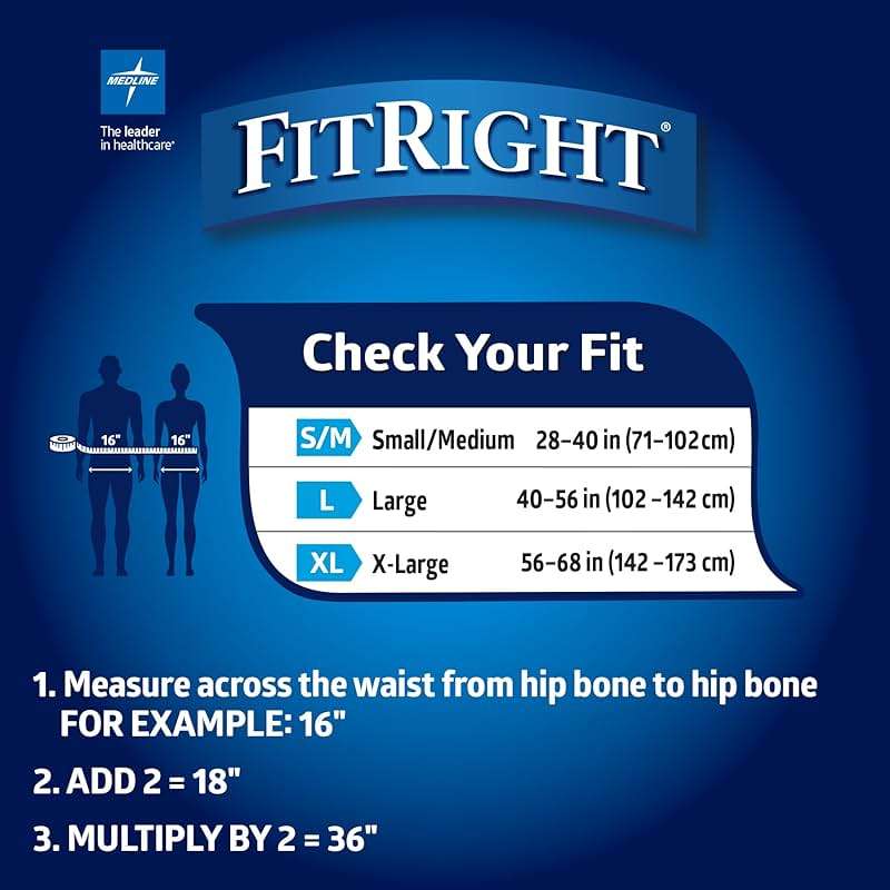FitRight Overnight Unisex Underwear, Small/Medium (28-40 in Waist), 16 Count, Maximum All Night Disposable Incontinence Protection, Pull-On Absorbent Underwear for Men & Women, 1 Bag - Image 6